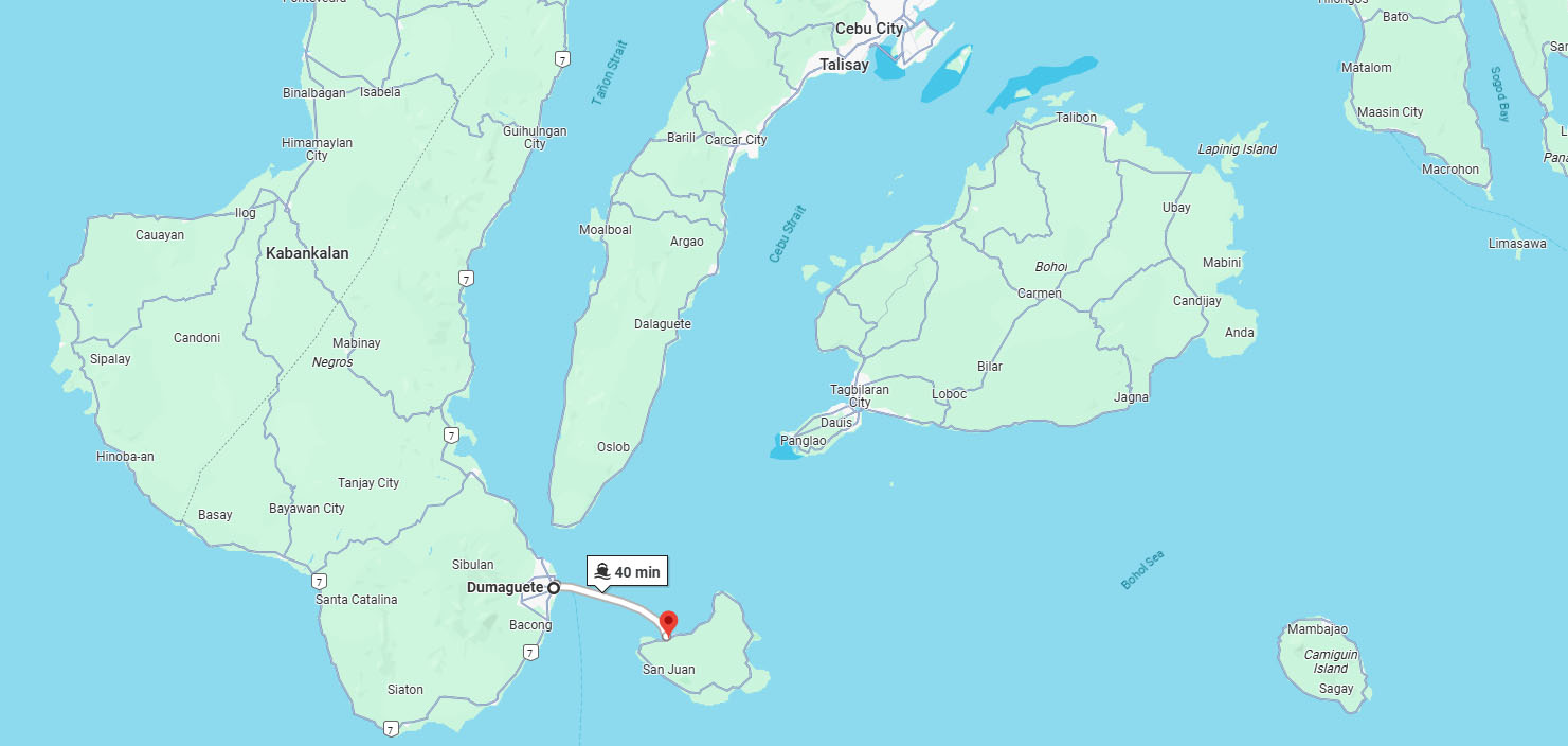 Dumaguete to Siquijor Route Map