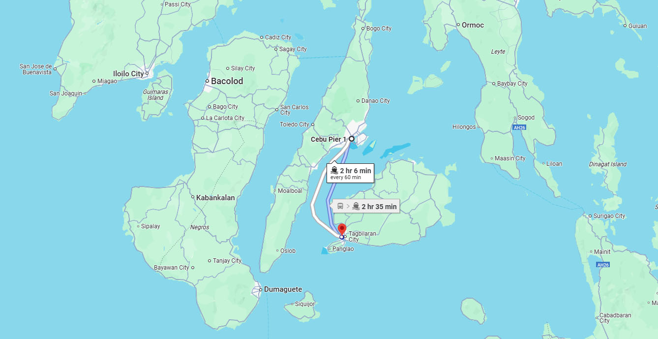 Ferry Boat Cebu to Bohol Map