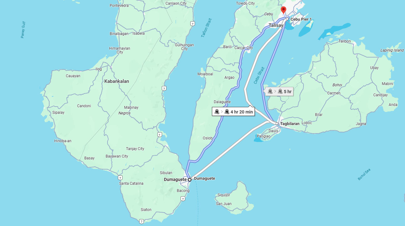 dumaguete to cebu city route map